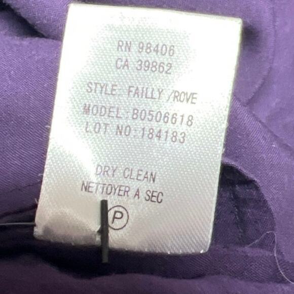 Theory Failly Rove Pleated Drop Waist Long Sleeve Purple Button Shirt Dress Sz 6 - Picture 6 of 8